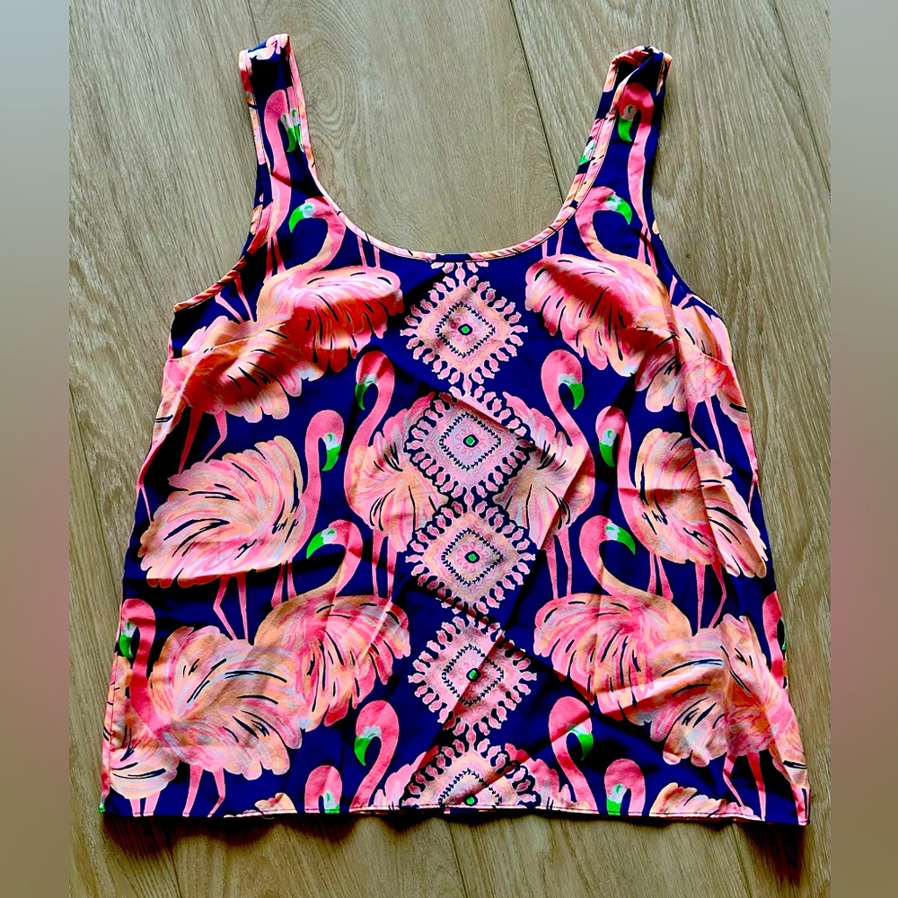 Lilly Pulitzer Silk flamingo tank top Large